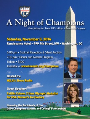 Flyer for A Night of Champions. Information also available as posted.